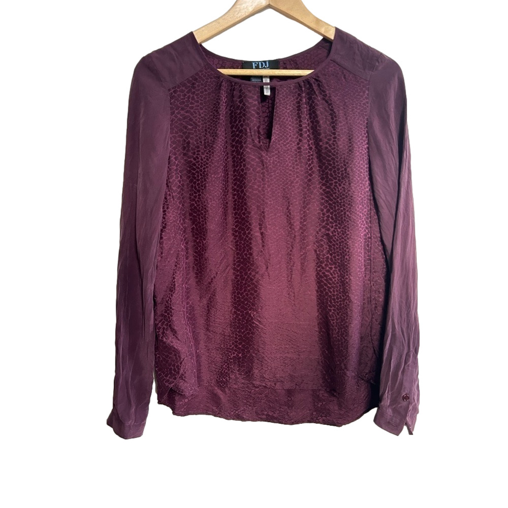 Fdj 100% silk top blouse french dressing jeans burgundy